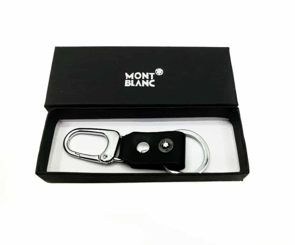 Montblanc black leather keychain