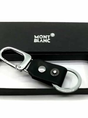 Montblanc black leather keychain