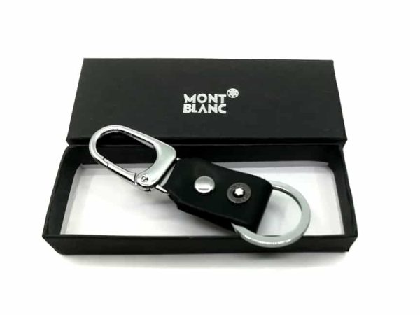 Montblanc black leather keychain